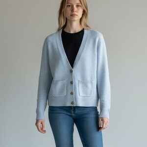 Marled Women’s Soft Blue‎ Button-Front Cardigan Sweater